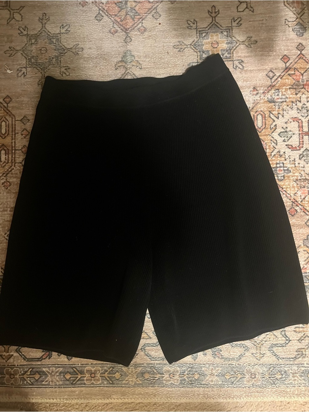 Black Women's Ribbed High-Waist Shorts